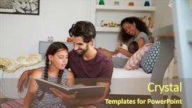  Presentation with family reading - Theme featuring sitting in bedroom reading book background and a  colored foreground