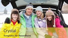  Presentation with memory book family album - PPT theme having sitting in boot of car background and a yellow colored foreground