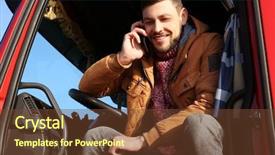  Presentation with truck driver - Colorful theme enhanced with sitting in cabin of big backdrop and a tawny brown colored foreground