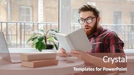  Presentation with book glasses - Slide set enhanced with sitting in cafe while reading background and a violet colored foreground