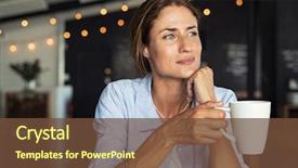 Presentation with tea coffee - PPT layouts with sitting in cafeteria holding coffee background and a tawny brown colored foreground