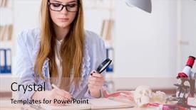  Presentation with sad lonely student sitting - Slide deck featuring sitting in classroom and study background and a coral colored foreground