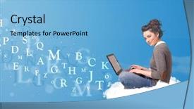  Presentation with cloud - PPT theme enhanced with sitting in cloud with laptop background and a  colored foreground