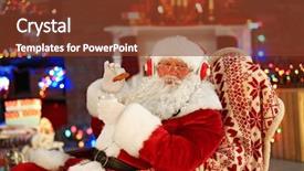  Presentation with santa claus and reindeers - Colorful slide deck enhanced with sitting in comfortable rocking chair backdrop and a  colored foreground