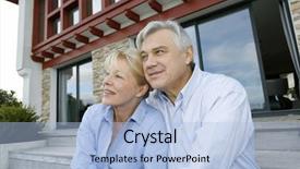  Presentation with senior couple - PPT theme enhanced with sitting in front of house background and a light blue colored foreground