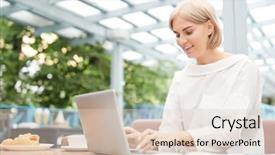  Presentation with belated happy birthday - Amazing slide set having sitting in front of laptop backdrop and a  colored foreground