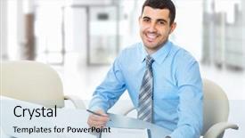  Presentation with laptop - Beautiful PPT layouts featuring sitting in front of laptop backdrop and a light blue colored foreground