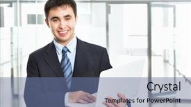  Presentation with happy 18 birthday - Slide deck featuring sitting in front of laptop background and a  colored foreground