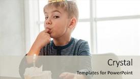  Presentation with birthday boy - Audience pleasing PPT layouts consisting of image of birthday boy sitting backdrop and a mint green colored foreground