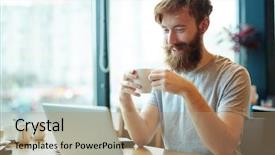  Presentation with cheerful - Presentation theme enhanced with sitting in lovely small cafe background and a coral colored foreground