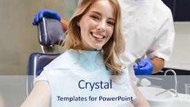  Presentation with happy image - Audience pleasing slide deck consisting of sitting in medical dentist center backdrop and a sky blue colored foreground