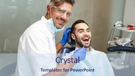  Presentation with medical imaging center mri - Slide deck having sitting in medical dentist center background and a sky blue colored foreground