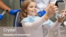  Presentation with medical imaging center mri - Slide deck with sitting in medical dentist center background and a  colored foreground