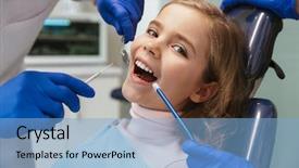  Presentation with medical dermatology child - PPT layouts having sitting in medical dentist center background and a  colored foreground