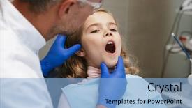  Presentation with cute - PPT theme featuring sitting in medical dentist center background and a light blue colored foreground