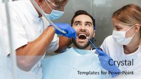  Presentation with medical imaging of cancer - Presentation design with sitting in medical dentist center background and a light blue colored foreground