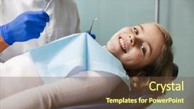  Presentation with happy image - Amazing presentation theme having sitting in medical dentist center backdrop and a  colored foreground