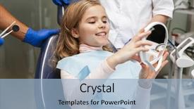  Presentation with medical dermatology child - Beautiful presentation design featuring sitting in medical dentist center backdrop and a light blue colored foreground
