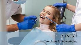  Presentation with medical dermatology child - Presentation theme with sitting in medical dentist center background and a  colored foreground