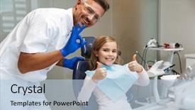  Presentation with medical dermatology child - Presentation theme consisting of sitting in medical dentist center background and a light blue colored foreground