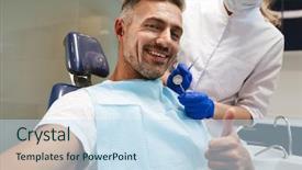  Presentation with medical imaging center mri - Beautiful presentation theme featuring sitting in medical dentist center backdrop and a sky blue colored foreground