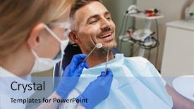  Presentation with medical imaging center mri - Colorful presentation theme enhanced with sitting in medical dentist center backdrop and a light blue colored foreground