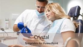  Presentation with medical imaging center mri - Beautiful PPT layouts featuring sitting in medical dentist center backdrop and a coral colored foreground