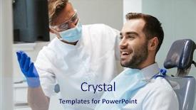  Presentation with happy image - Cool new slide deck with sitting in medical dentist center backdrop and a lemonade colored foreground