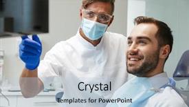  Presentation with medical imaging center mri - PPT layouts with sitting in medical dentist center background and a lemonade colored foreground