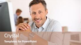  Presentation with cheerful - Presentation design enhanced with sitting in office and work background and a coral colored foreground