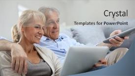  Presentation with senior couple - Beautiful PPT theme featuring massive multicolored green vibrant aurora backdrop and a ocean colored foreground.