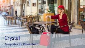  Presentation with suitcase - Amazing PPT layouts having sitting in the street cafe backdrop and a lemonade colored foreground