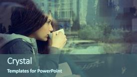  Presentation with coffee book - Beautiful slides featuring sitting indoor in urban cafe backdrop and a ocean colored foreground