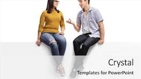  Presentation with signboard - Presentation featuring sitting on a blank signboard background and a white colored foreground