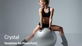  Presentation with gym ball - PPT theme featuring sitting on a gym ball background and a gray colored foreground