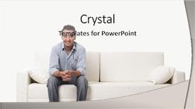  Presentation with 3d man sitting question mark - Colorful PPT theme enhanced with sitting on a modern sofa backdrop and a white colored foreground