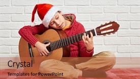  Presentation with music man in suit guitar - Cool new slides with sitting on a red checkered backdrop and a red colored foreground