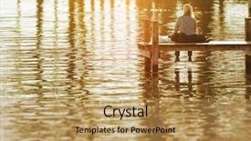  Presentation with bavaria - Presentation consisting of sitting on a wooden jetty background and a yellow colored foreground