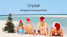  Presentation with family tree - Cool new PPT layouts with sitting on beach with christmas backdrop and a light blue colored foreground