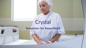  Presentation with hospital bed - PPT theme featuring sitting on bed in hospital background and a  colored foreground