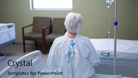  Presentation with hospital bed - Beautiful presentation theme featuring sitting on bed in hospital backdrop and a  colored foreground