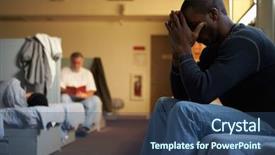  Presentation with beds - PPT theme featuring sitting on beds in homeless background and a ocean colored foreground