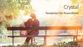  Presentation with romantic birthday couple celebrate - Amazing slide deck having sitting on bench at lakeside backdrop and a cream colored foreground
