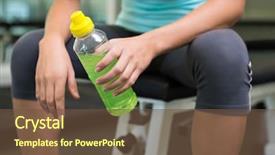  Presentation with energy drink - Slide deck with sitting on bench holding energy background and a tawny brown colored foreground