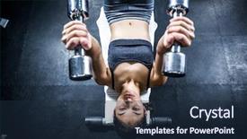  Presentation with crossfit - Presentation with sitting on bench in crossfit background and a navy blue colored foreground