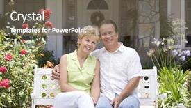  Presentation with house - Presentation with sitting on bench outside house background and a  colored foreground