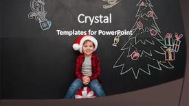  Presentation with child tree - Beautiful presentation featuring sitting on big gift near backdrop and a dark gray colored foreground