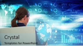  Presentation with laser light - Presentation theme consisting of sitting on chair against curve background and a light blue colored foreground