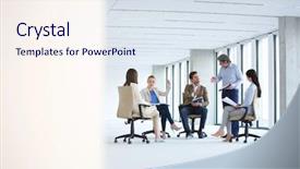  Presentation with office chair - Beautiful presentation theme featuring sitting on chair in new backdrop and a  colored foreground