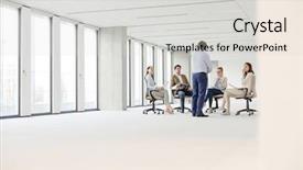  Presentation with new ideas - Cool new presentation design with sitting on chair in new backdrop and a  colored foreground